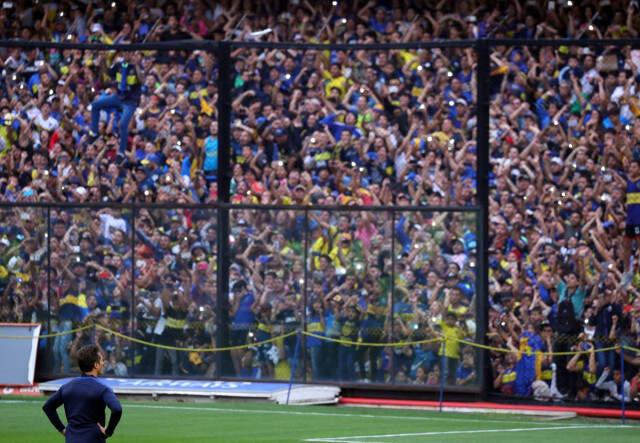 Boca Juniors Taraftarları, Libertadores Kupası Maçı Öncesinde Yapılan Antrenmanda Takımını Yalnız Bırakmadı