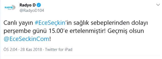 Ece Seçkin, Gıda Zehirlenmesinden Dolayı Hastaneye Kaldırıldı