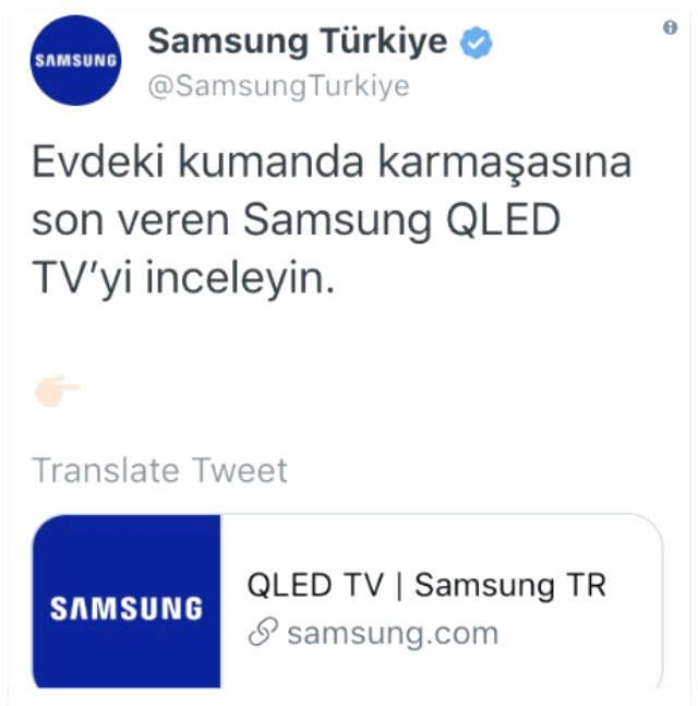 Samsung Türkiye QLED TV'nin Tanıtımını Yapmak İçin iPhone'dan Tweet Attı