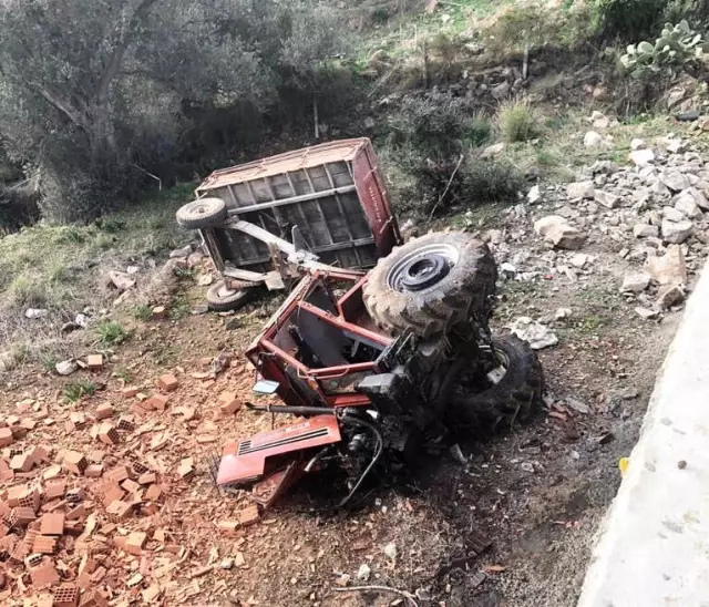 Tuğla Yüklü Traktör Duvardan Uçtu: 1 Ağır Yaralı