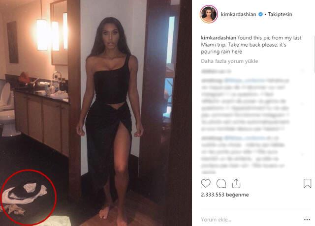Kim Kardashian, Paylaştığı Fotoğrafta Çıkardığı İç Çamaşırını ve Çorabını Unutunca Olay Yarattı