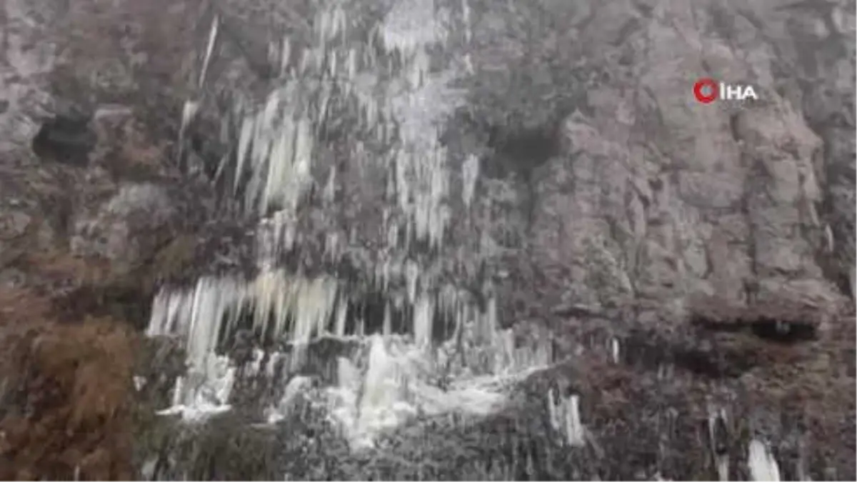 Ardahan'da Soğuk Hava Nedeniyle Şelale Dondu