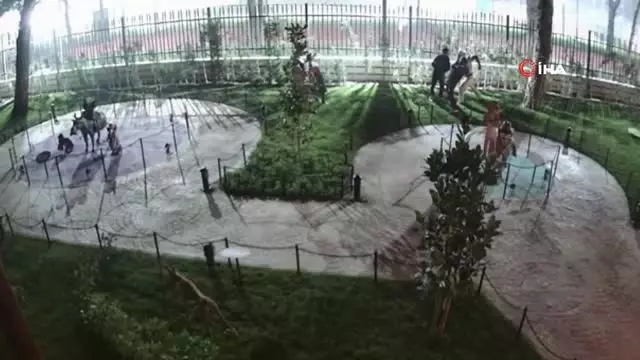 Alkollü İki Şahsın Gizlice Girdikleri Çocuk Parkındaki Tuhaf Eğlencesi Kamerada