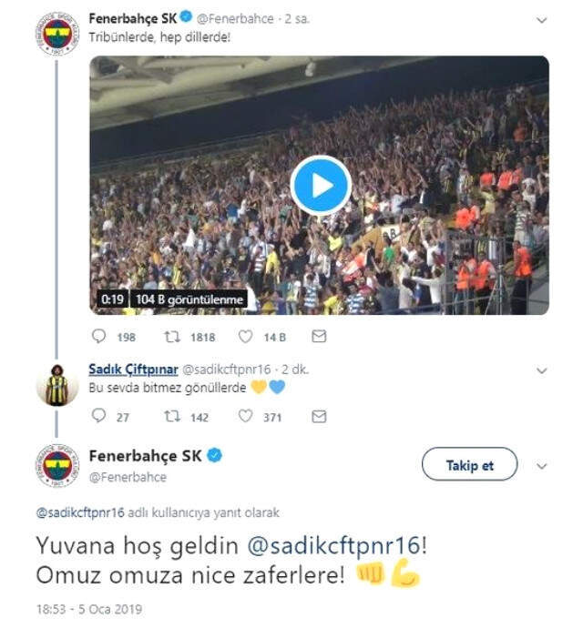 Fenerbahçe, Sadık Çiftpınar Transferini Sosyal Medyadan Duyurdu
