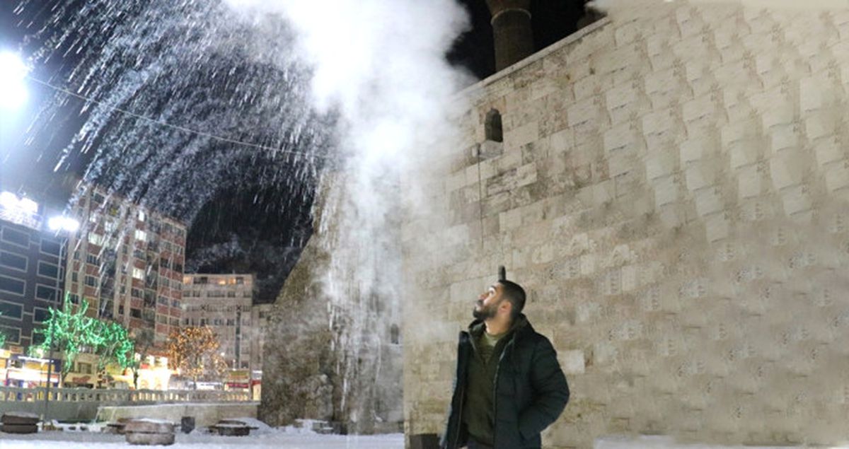 Sivas Dondu! Havaya Atılan Sıcak Su, Buz Taneciği Olarak Yere Düştü