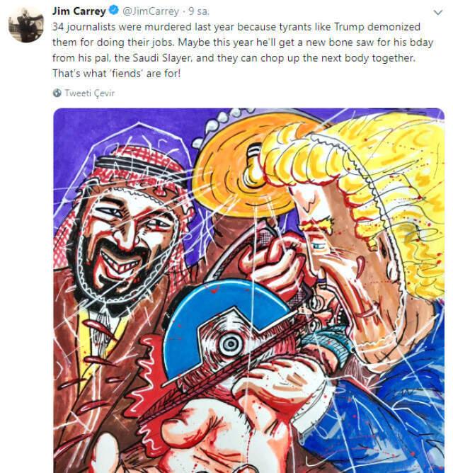 Jim Carrey, Cemal Kaşıkçı'nın Öldürülmesiyle Alakalı Karikatür Yayınladı