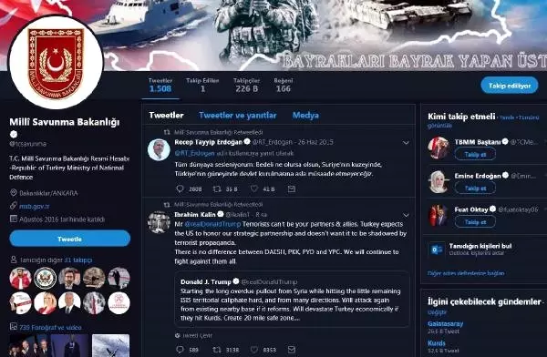Milli Savunma Bakanlığı, Trump'a Erdoğan'ın Mesajı ile Cevap Verdi