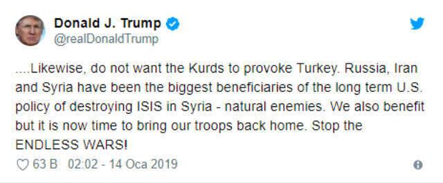 Trump: Suriye'de Kürtleri Vurursa, Türkiye'yi ahenk gösteren ücret Yıkıma Uğratırız