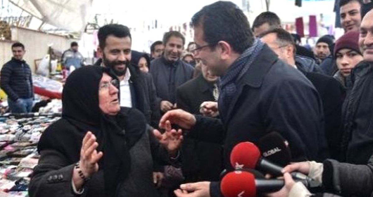 CHP'nin İstanbul Adayı Ekrem İmamoğlu ile Yaşlı Kadın Arasındaki İlginç Diyalog Kameraya Yansıdı