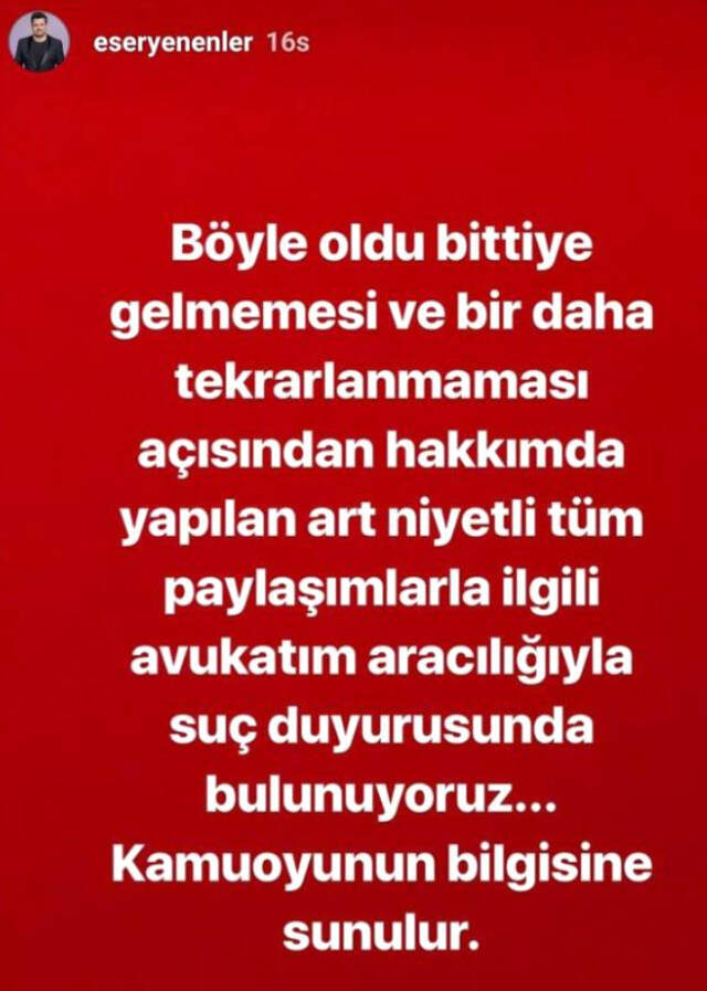 Eser Yener, Suç Duyurusunda Bulundu