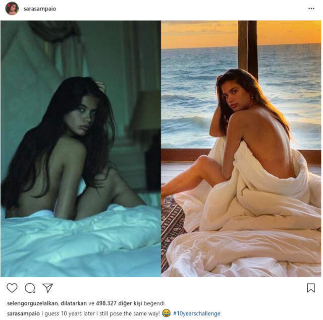 '10 Years Challenge' Akımına Katılan Sara Shampaio, Pozuyla Meydan Okudu