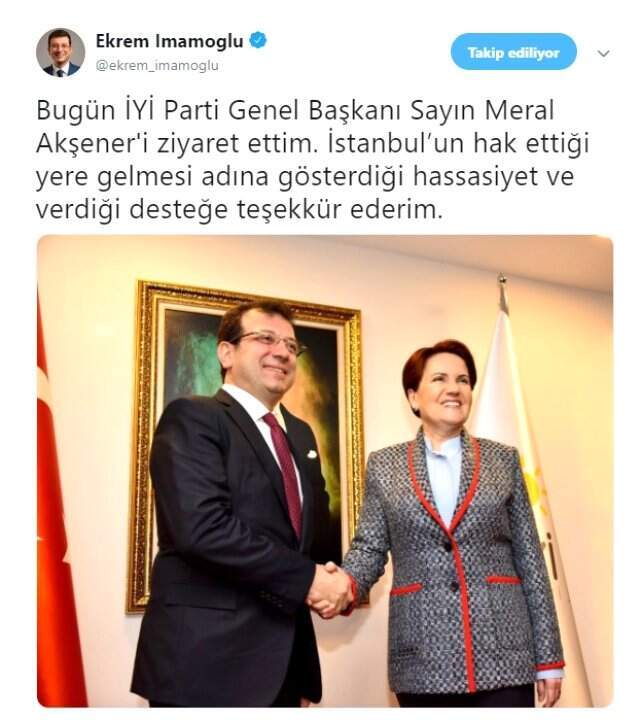 CHP'nin İBB Adayı Ekrem İmamoğlu, İYİ Parti Lideri Meral Akşener'i Ziyaret Etti