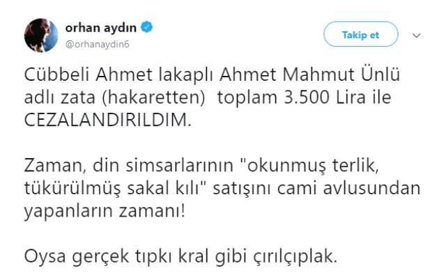 Cübbeli Ahmet Hoca'ya 'Soysuz İt' Diyen Oyuncu Orhan Aydın, Para Cezasına Çarptırıldı