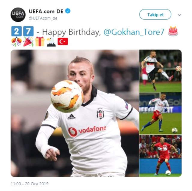 UEFA, Beşiktaşlı Gökhan Töre�nin Doğum Gününü Kutladı Haberler Spor
