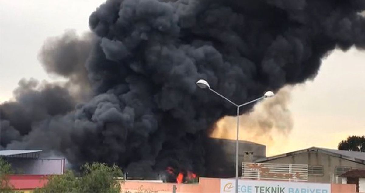 İzmir'de Sanayi Sitesinde Yangın Çıktı