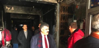 Başkan Özgüven Yangında İşyerleri Zarar Gören Esnafları Ziyaret Etti
