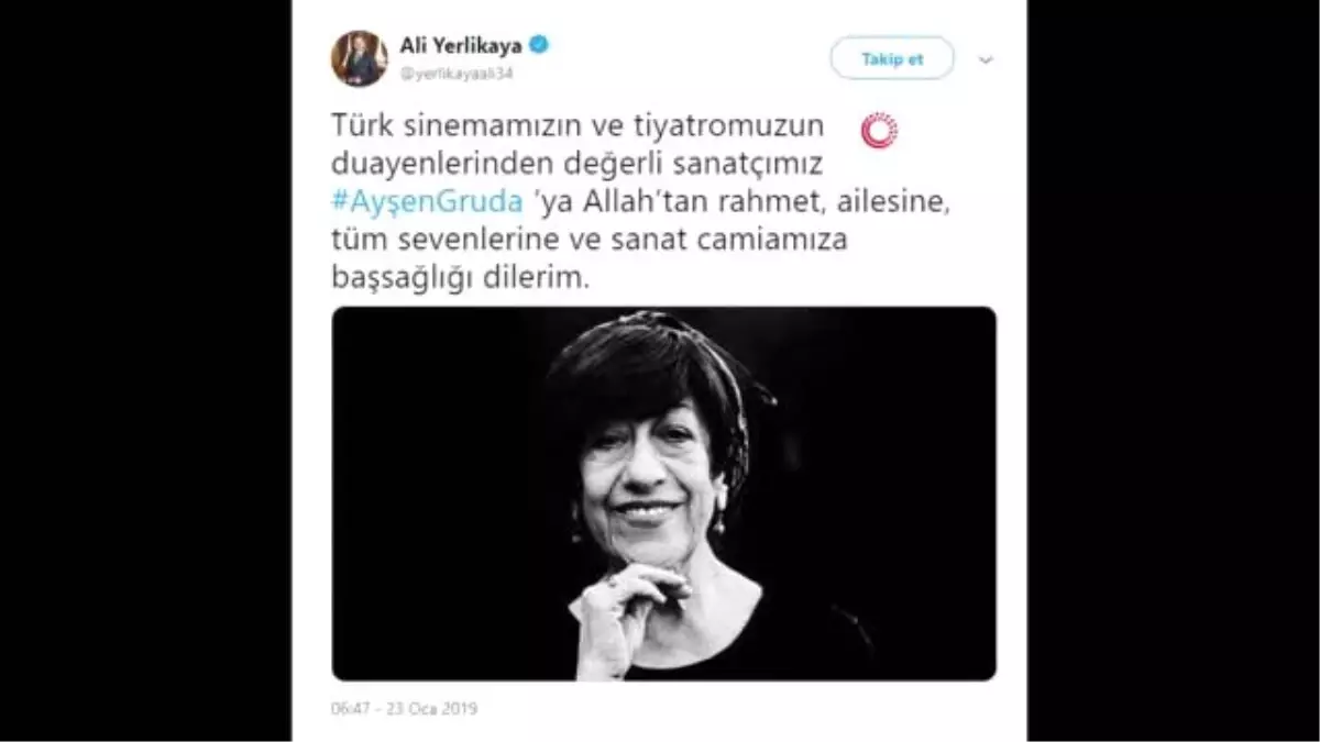 İstanbul Valisi Ali Yerlikaya'dan Ayşen Gruda Paylaşımı