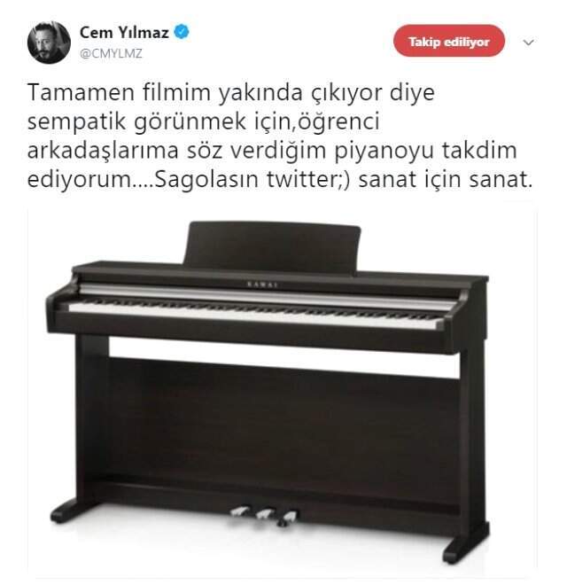 Cem Yılmaz, Güzel Sanatlarda Okuyan Bir Öğrenciye Filminde Kullandığı Piyanoyu Hediye Etti