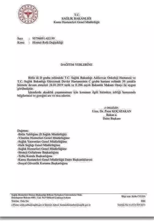 Güroymak Devlet Hastanesi C Statüsüne Alındı Güroymak Devlet Hastanesi C Statüsüne Alındı