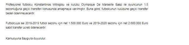 Son Dakika! Kostas Mitroglou, Galatasaray'dan Ne Kadar Alacak? KAP Açıklaması Geldi