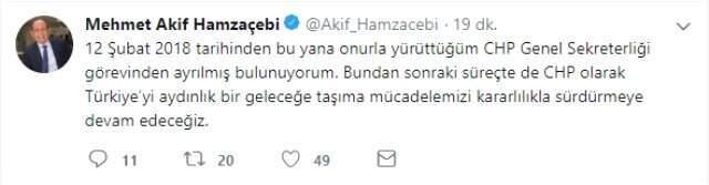 CHP Genel Sekreteri Akif Hamzaçebi, Görevinden İstifa Etti