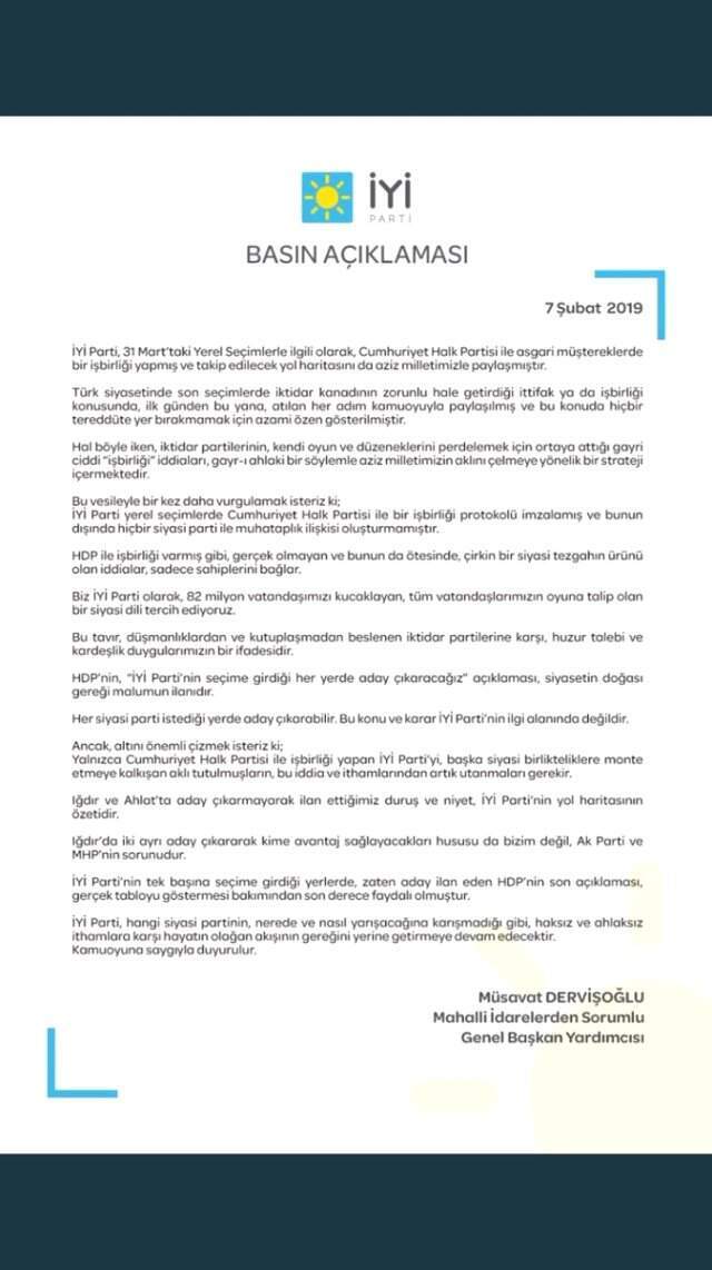 İYİ Parti: HDP'nin Açıklaması Son Derece Faydalı Oldu