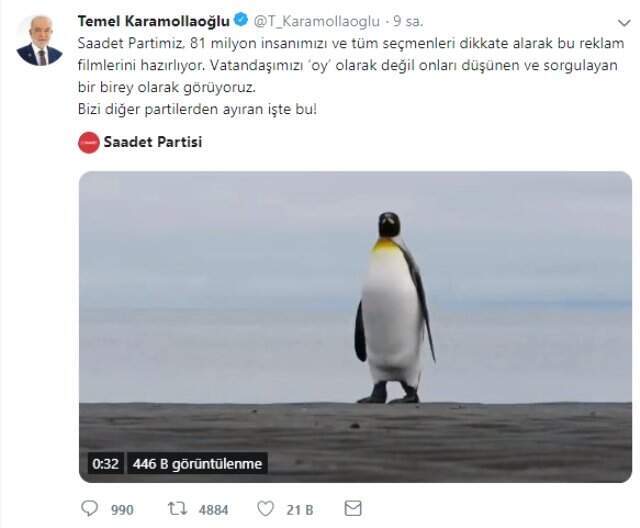 Saadet Partisi'nin Penguenli Reklam Filmi Ses Getirdi!