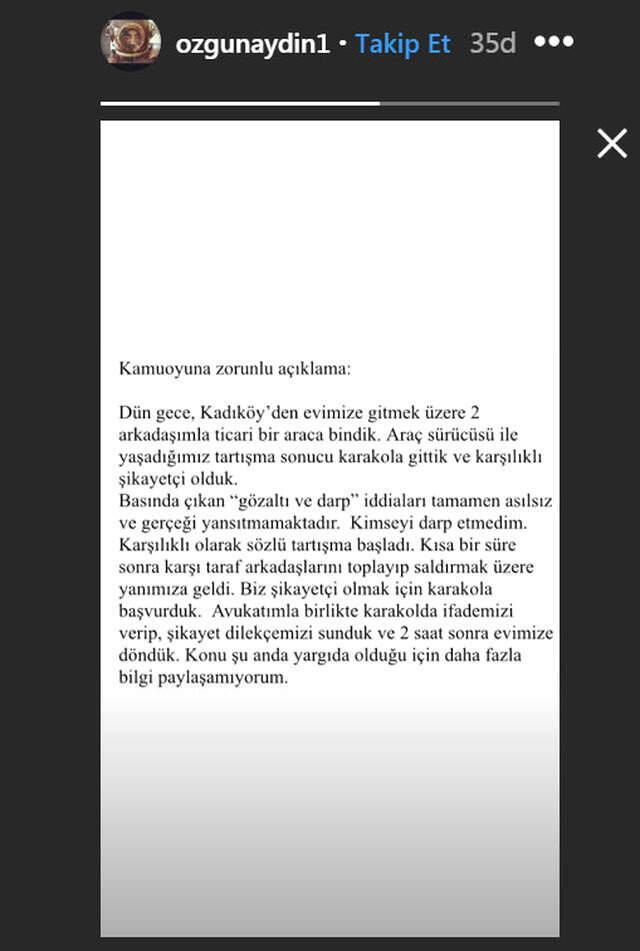 Ünlü Oyuncu Özgün Aydın, Darp Olayıyla İlgili Açıklama Yaptı