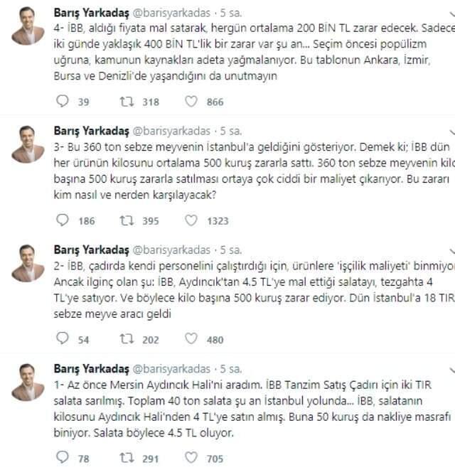 CHP'li Yarkadaş: Tanzim Satıştan İBB, 2 Günde 400 Bin TL Zarar Etti