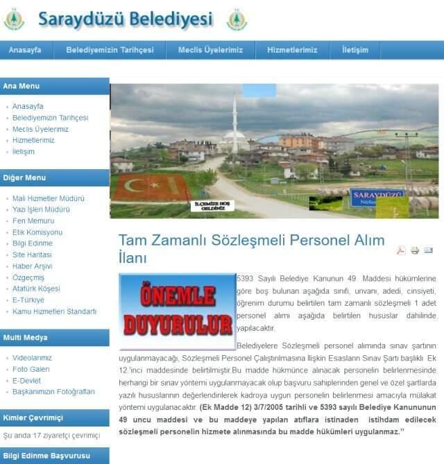 AK Parti Saraydüzü Belediye Başkanı'nın İş İlanına Sadece Kızı Başvurdu