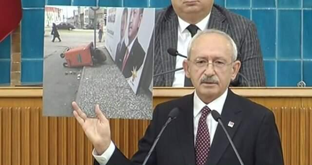Kılıçdaroğlu, Kürsüden Erdoğan Posteri Önünde Çöp Toplayan Kadının Fotoğrafını Gösterdi