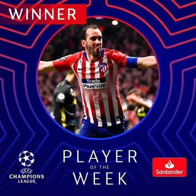 Şampiyonlar Liginde Haftanın Futbolcusu Diego Godin Oldu