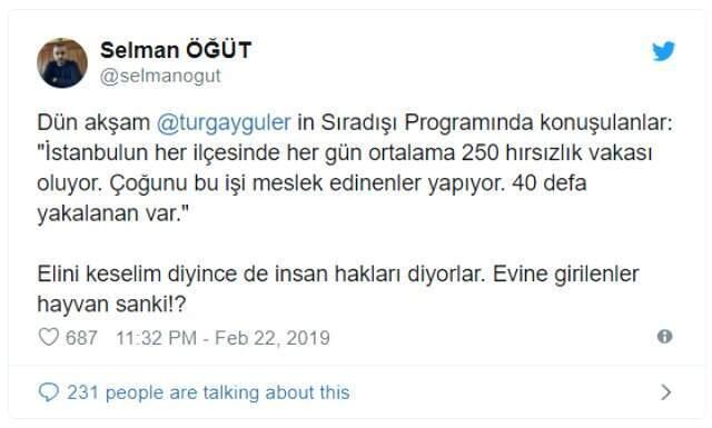 Doç. Dr. Selman Öğüt'ten çarpıcı hırsızlık yorumu: Elini Keselim Deyince İnsan Hakları Diyorlar
