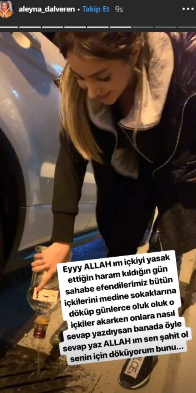 İkinci Kez Umreye Giden Şarkıcı Aleyna Dalveren, Hediye Gelen İçkiyi Kanalizasyona Döktü