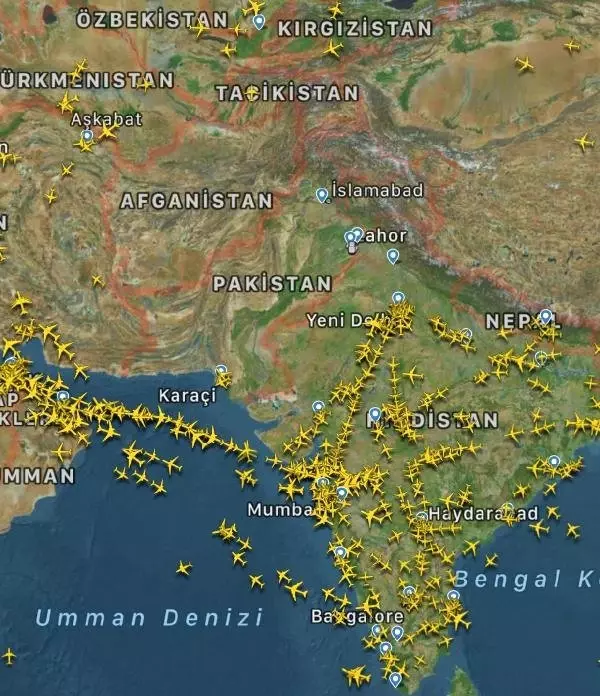 Pakistan Hava Sahasındaki Sessizlik Radara da Yansıdı Pakistan Hava Sahasındaki Sessizlik Radara da Yansıdı