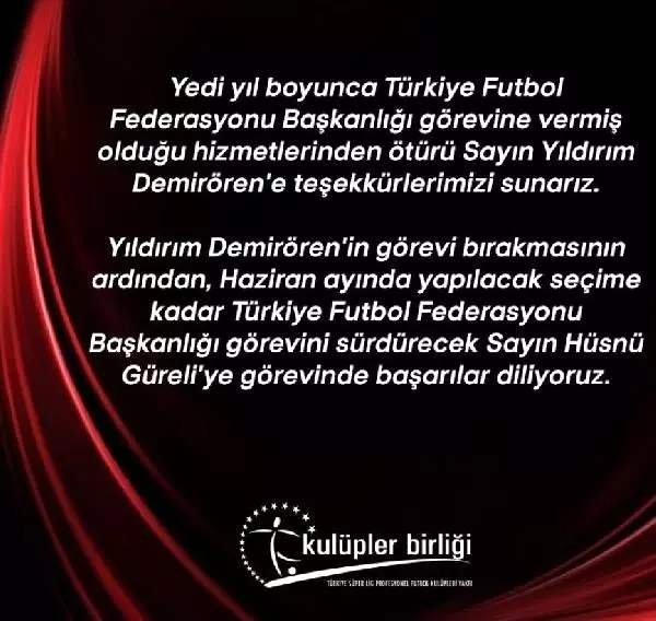 Kulüpler Birliği'nden Yıldırım Demirören'e Teşekkür Kulüpler Birliği'nden Yıldırım Demirören'e Teşekkür