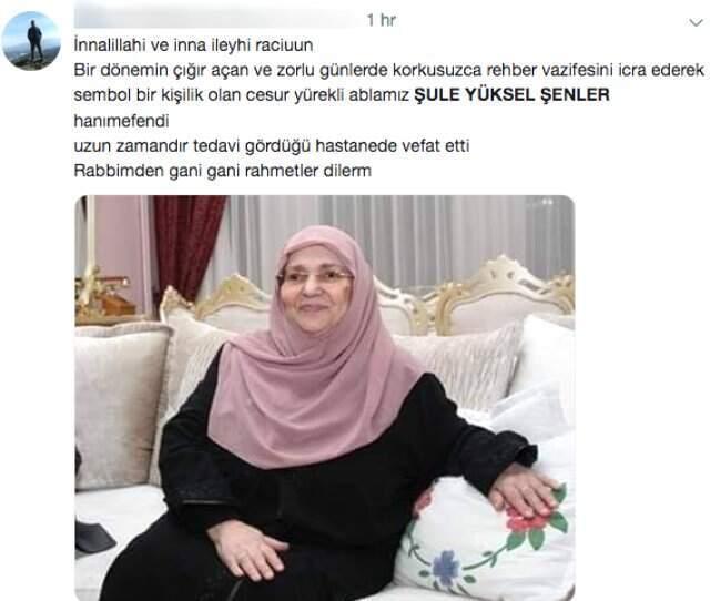 Erdoğan Çiftini Tanıştıran Yazar Şule Yüksel Şenler İçin Yazılan Vefat Mesajları Sosyal Medyayı Karıştırdı