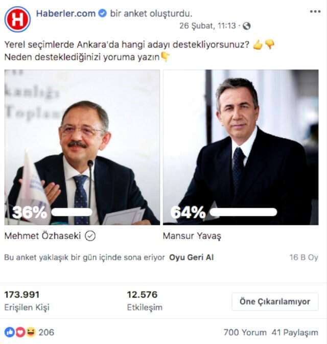 Sosyal Medyadaki Ankara Anketinde Mansur Yavaş, Mehmet Özhaseki'ye Fark Attı