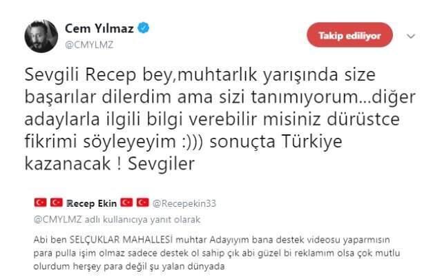 Cem Yılmaz, Destek Videosu İsteyen Muhtar Adayına Verdiği Cevapla Herkesi Güldürdü