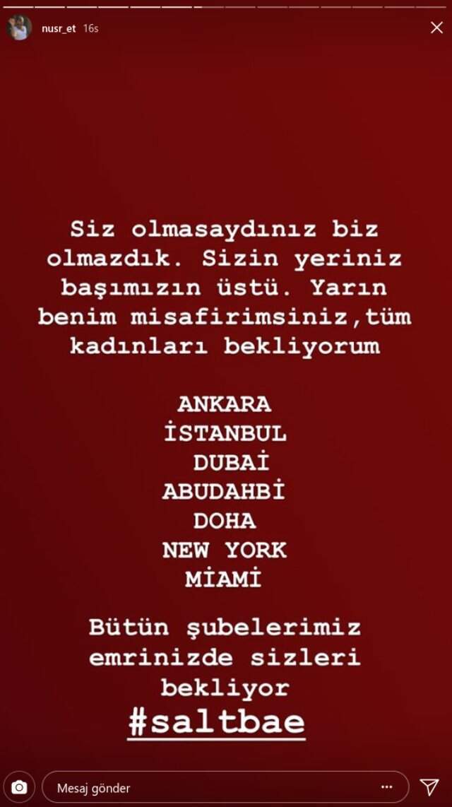 Nusret'ten Dünyadaki Tüm Kadınlara Davet: Siz Olmasaydınız Biz Olmazdık