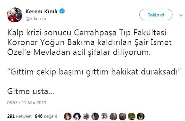 Usta Şair İsmet Özel, Kalp Krizi Geçirdi