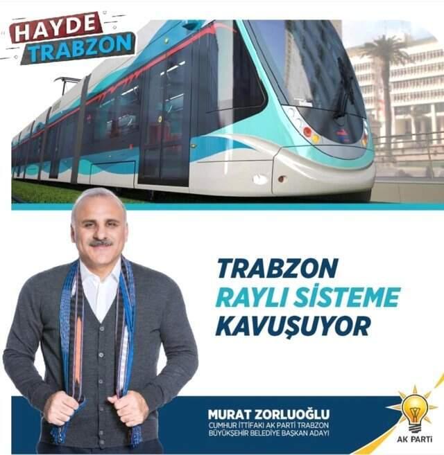 AK Parti'nin Trabzon Adayı Zorluoğlu, Afişinde İzmir Tramvayını Kullandı