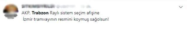 AK Parti'nin Trabzon Adayı Zorluoğlu, Afişinde İzmir Tramvayını Kullandı
