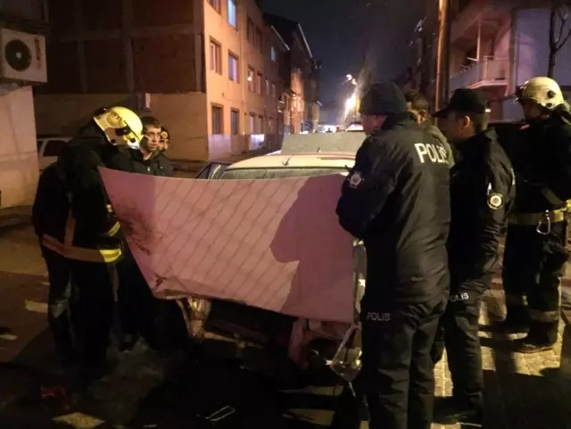 Önce Kaza Yaptı Sonra Aracı Yandı