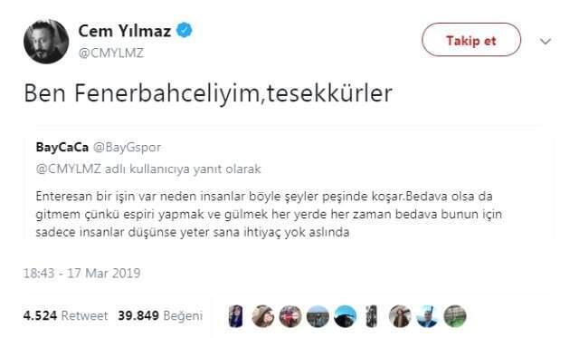 Cem Yılmaz'ın Galatasaraylı Bir Taraftara Verdiği Cevap Olay Oldu