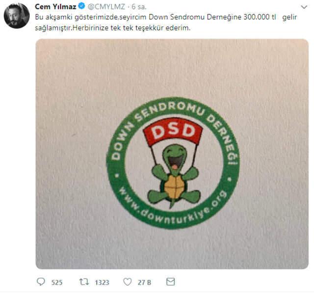 Cem Yılmaz, Gösterisinden Elde Edilen 300 Bin TL'yi Down Sendromu Derneği'en Bağışladı