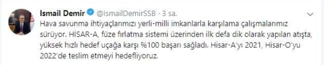 Yerli Hava Savunma Sisteminde Yeni Başarı