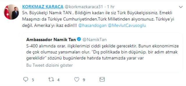 Eski Büyükelçi Namık Tan'ın Skandal Sözlerine Beştepe'den Jet Yanıt: Türkiye'yi Değil, ABD'yi Uyarın