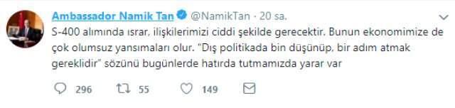 Eski Büyükelçi Namık Tan'ın Skandal Sözlerine Beştepe'den Jet Yanıt: Türkiye'yi Değil, ABD'yi Uyarın