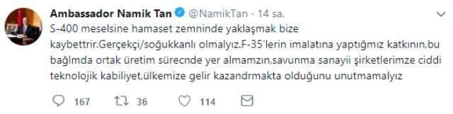 Eski Büyükelçi Namık Tan'ın Skandal Sözlerine Beştepe'den Jet Yanıt: Türkiye'yi Değil, ABD'yi Uyarın